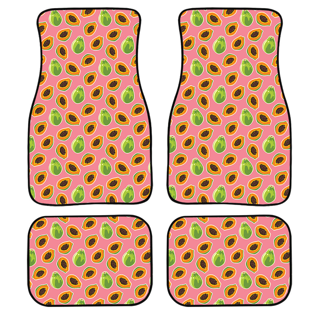 Cute Papaya Pattern Print Front And Back Car Floor Mats, Front Car Mat