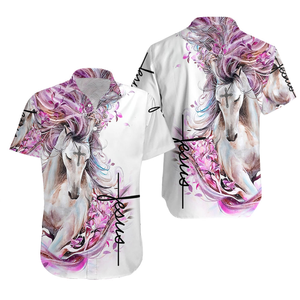 Pink Horse Jesus Hawaii Shirt For Men And Women Ha100023