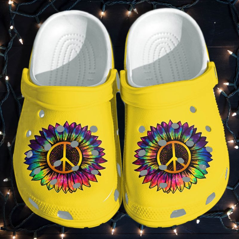 Sunflower Rainbow Hippie Peace Cute Custom Shoes – Hippie Be Kind Shoes For Daughter Women Girls