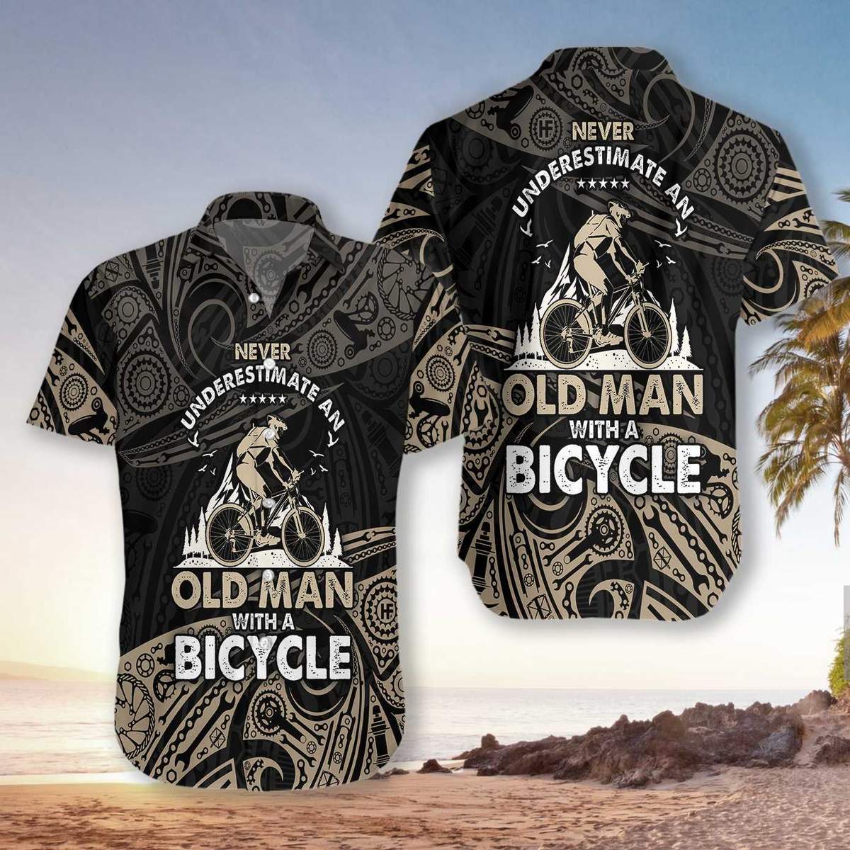 Never Underestimate An Old Men With A Bicycle Hawaii Shirt For Women Ha45191