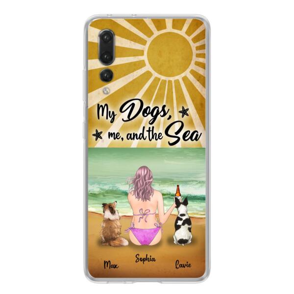 Custom Personalized Dog Mom  Beach Phone Case – Upto 3 Dogs – My Dogs,Me And The Sea