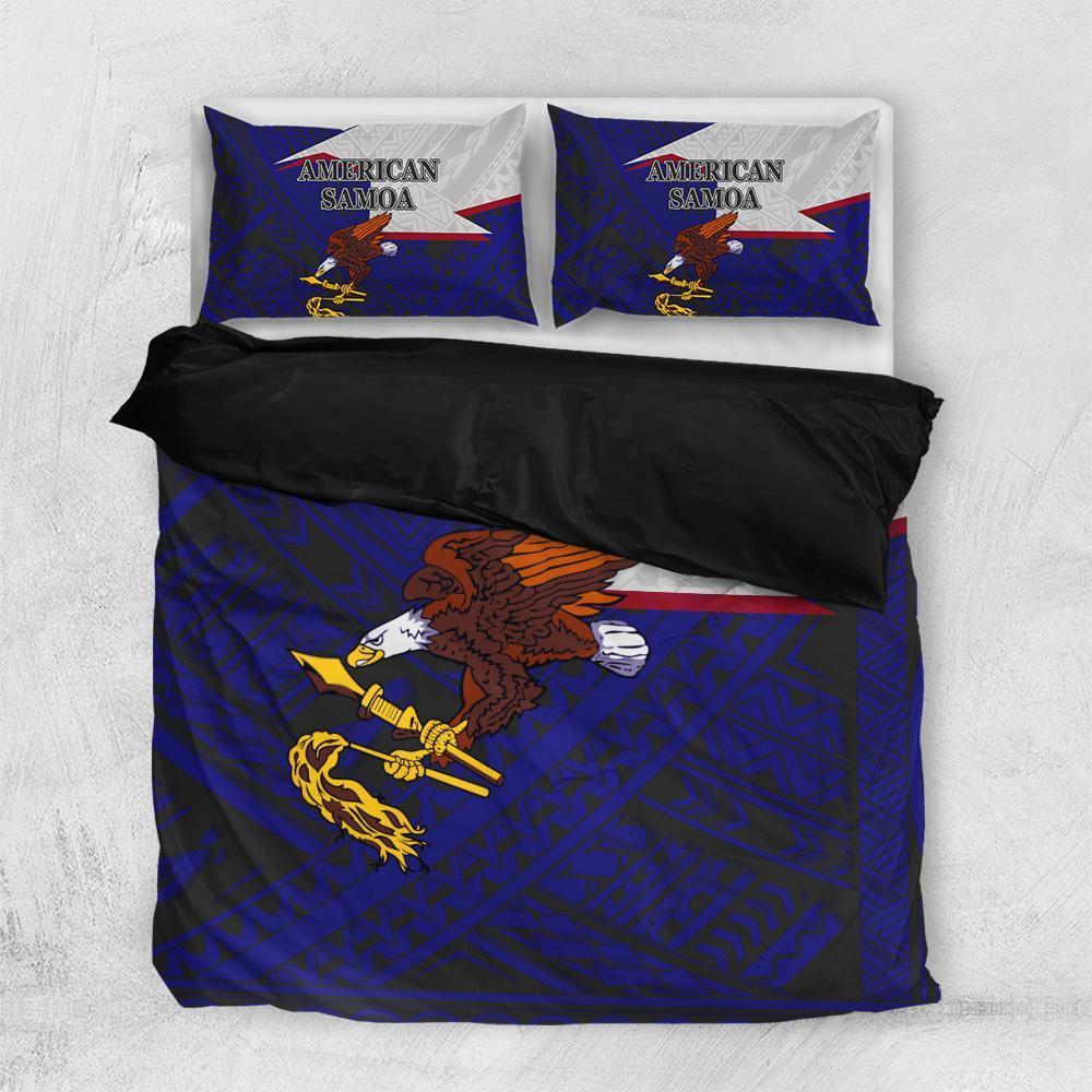 American Samoa Eagle Blue Bedding Sets Polynesian All Over Printed