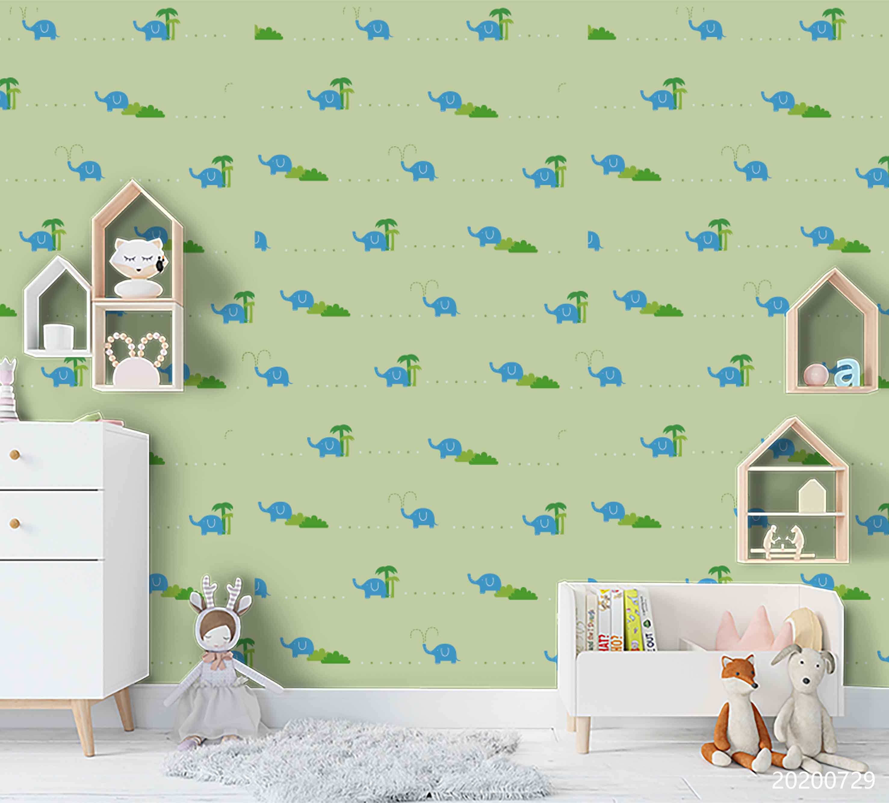 3D Cartoon Mini Elephant Wall Mural Wallpaper Lxl 657