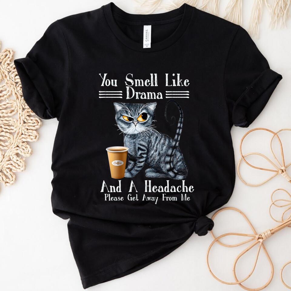 You Smell Like Drama – And A Headache Cat Lover Women Shirt – Trending Personalized