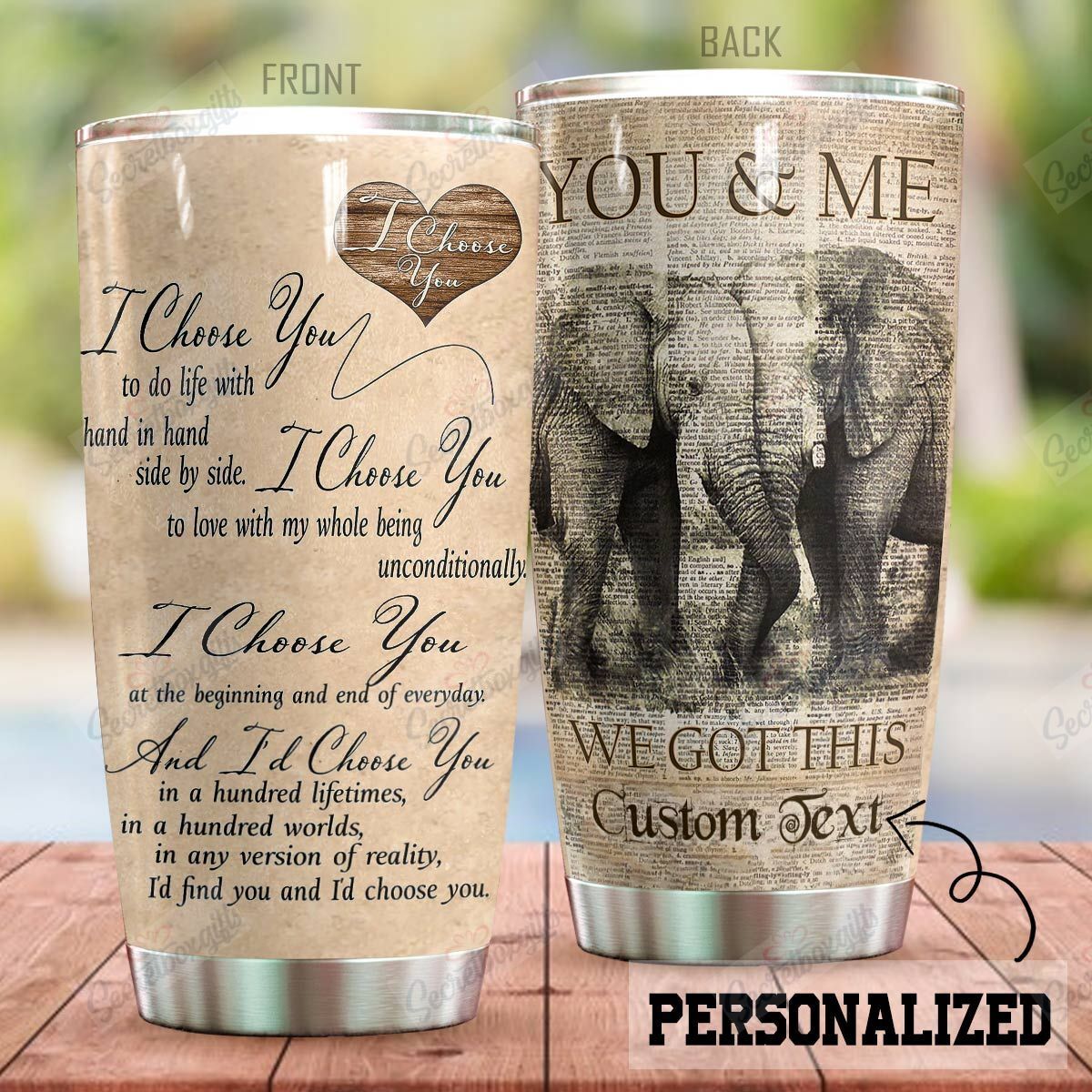 Personalized Elephant I Choose You Nc0810536Cl Stainless Steel Tumbler Travel Customize Name, Text, Number, Image