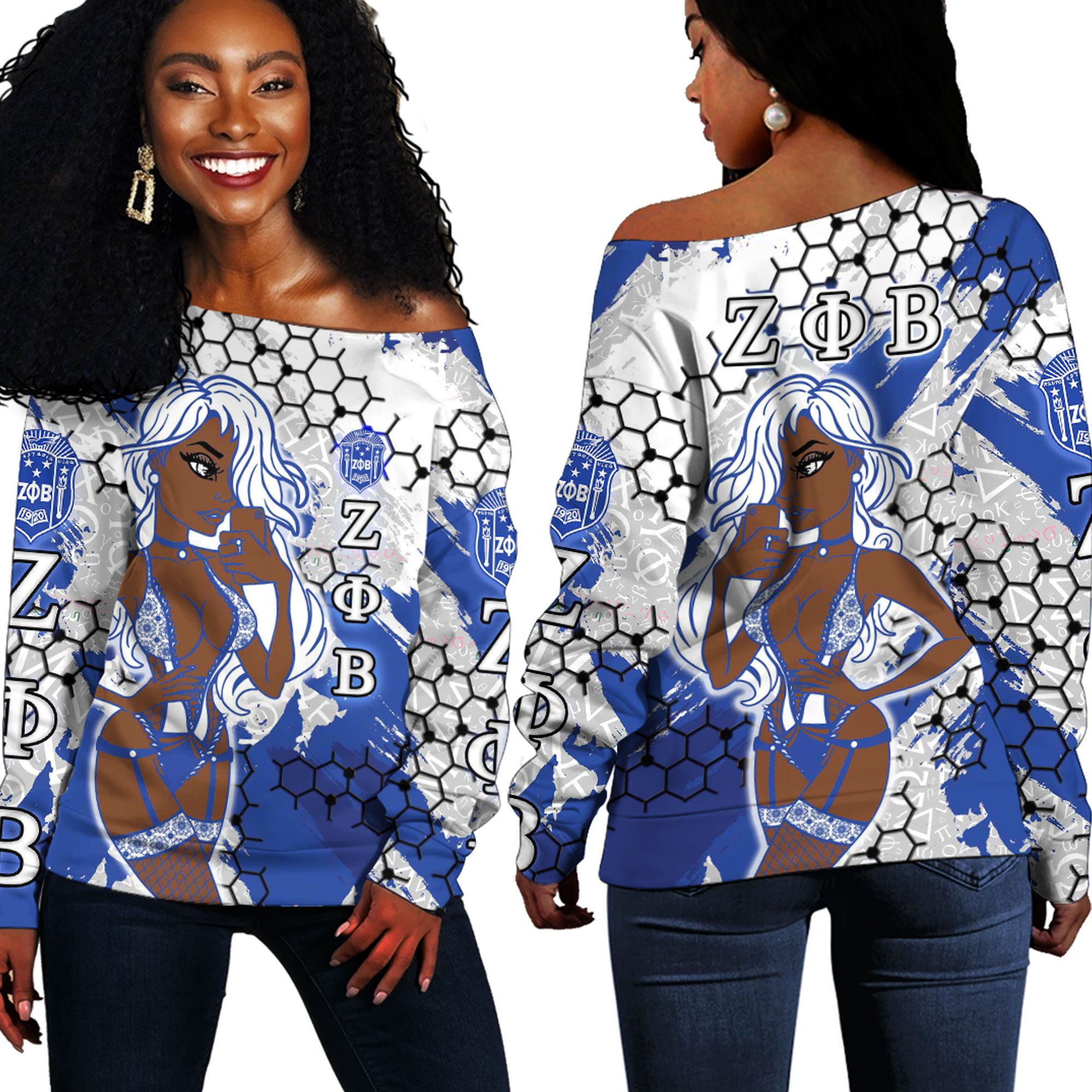 Africa Zone Clothing – Zeta Phi Beta Sorority Special Girl Off Shoulder Sweaters A35