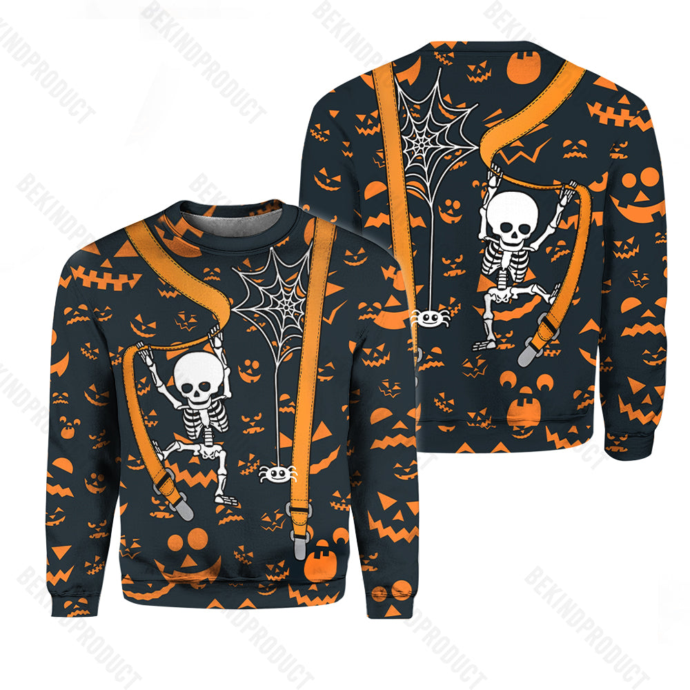 Halloween Skeleton And Pumpkin Eyes Crewneck Sweatshirt All Over Print Sweatshirt For Women Sweatshirt For Men Swn1242