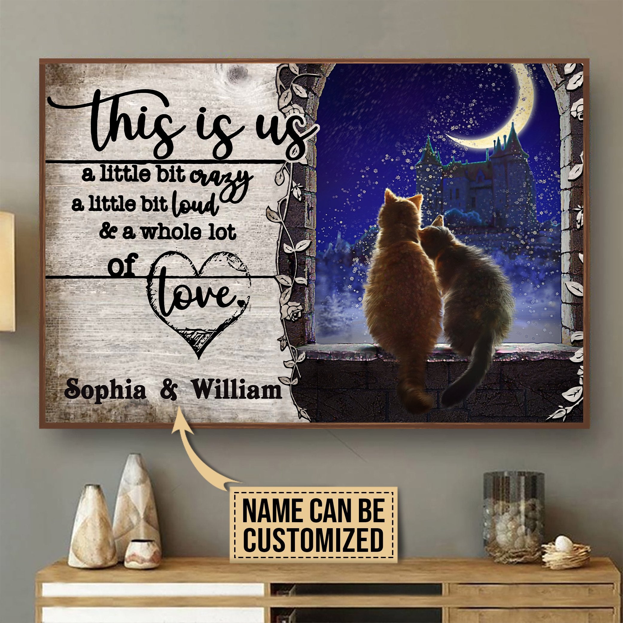 Aeticon Gifts Personalized Cat A Little Bit Of Canvas Mom Dad Gift Home Decor