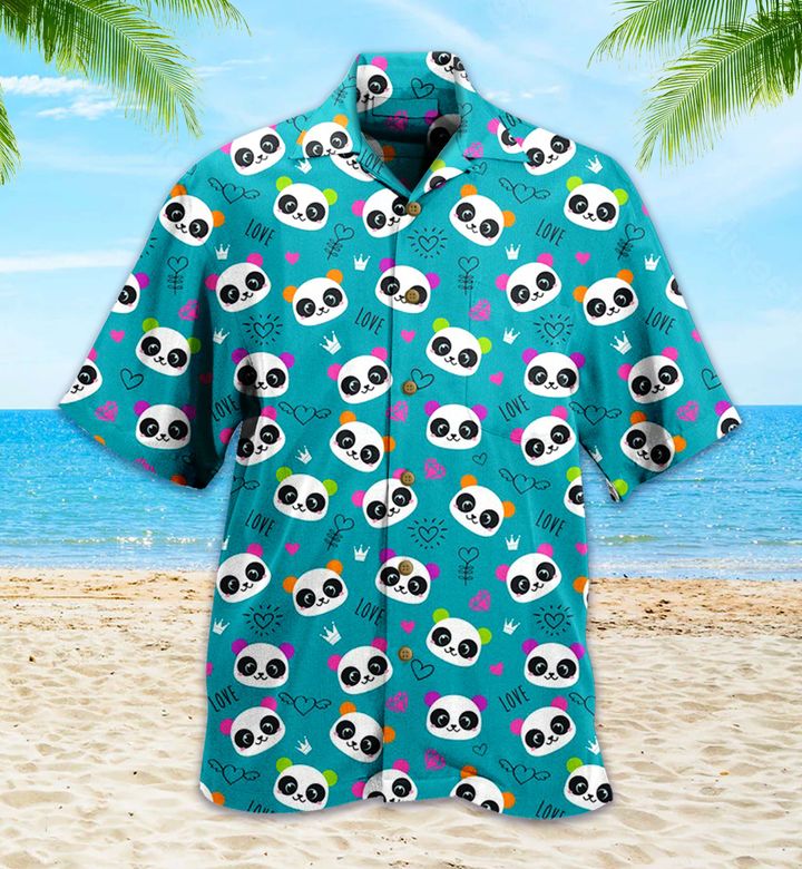 Love Panda Blue 3D Hawaiian Shirt
