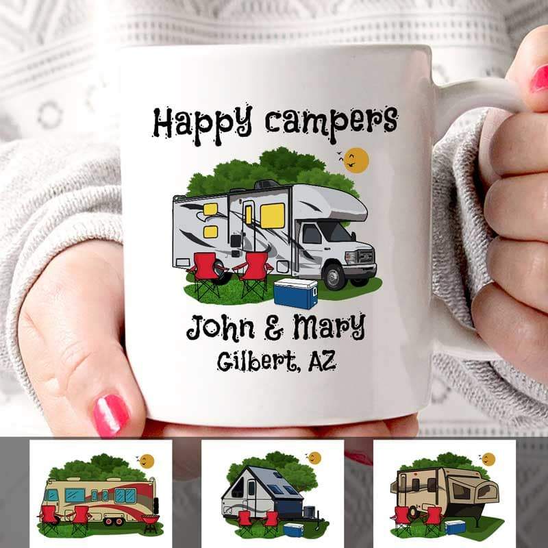 Happy Campers Campsite Personalized Mug