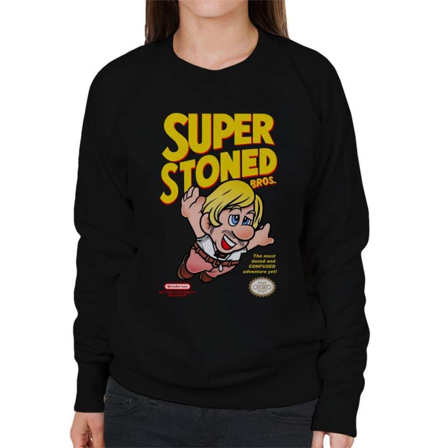 Super Stoned Bros Dazed And Confused Mario Women’s Sweatshirt