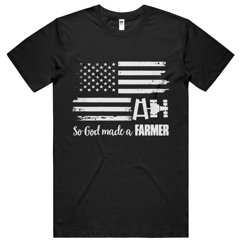 American Flag Tractor So God Made A Farmer Gift T Shirts