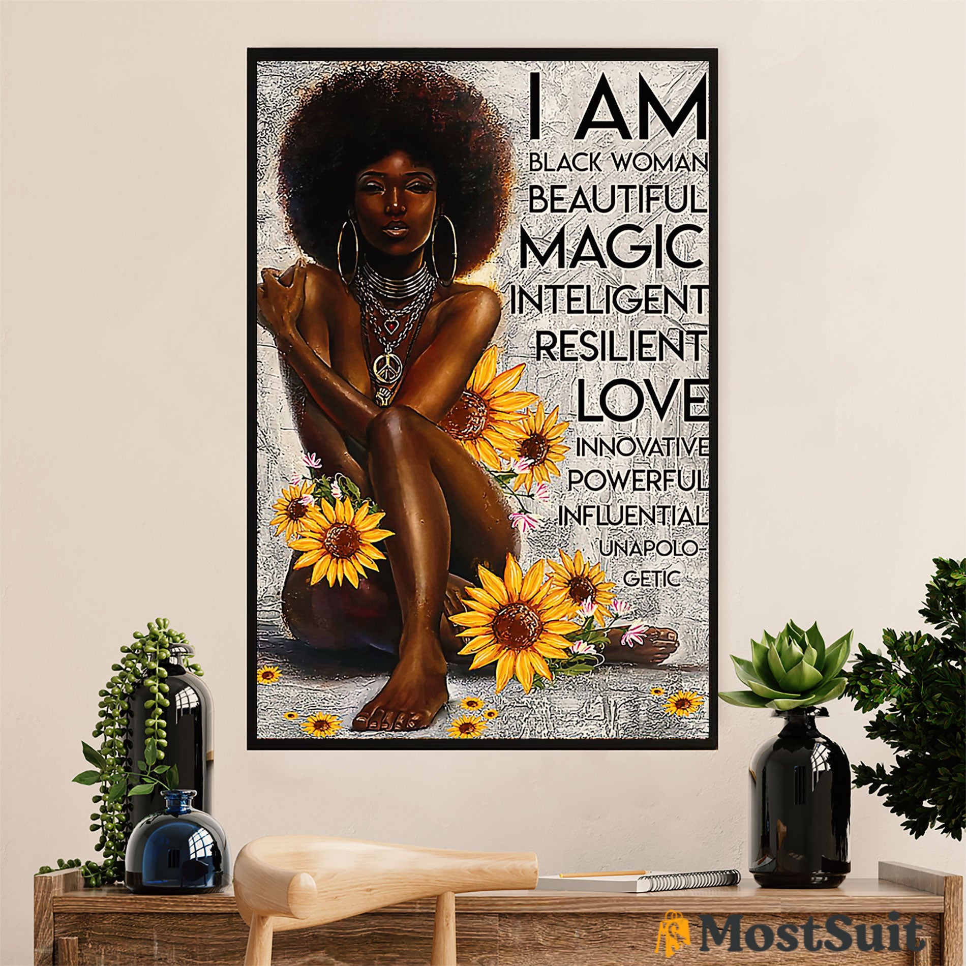 African American Afro Poster | Gift For Black Girl | Juneteenth Day Room Wall Art – Black Woman Beautiful Magic