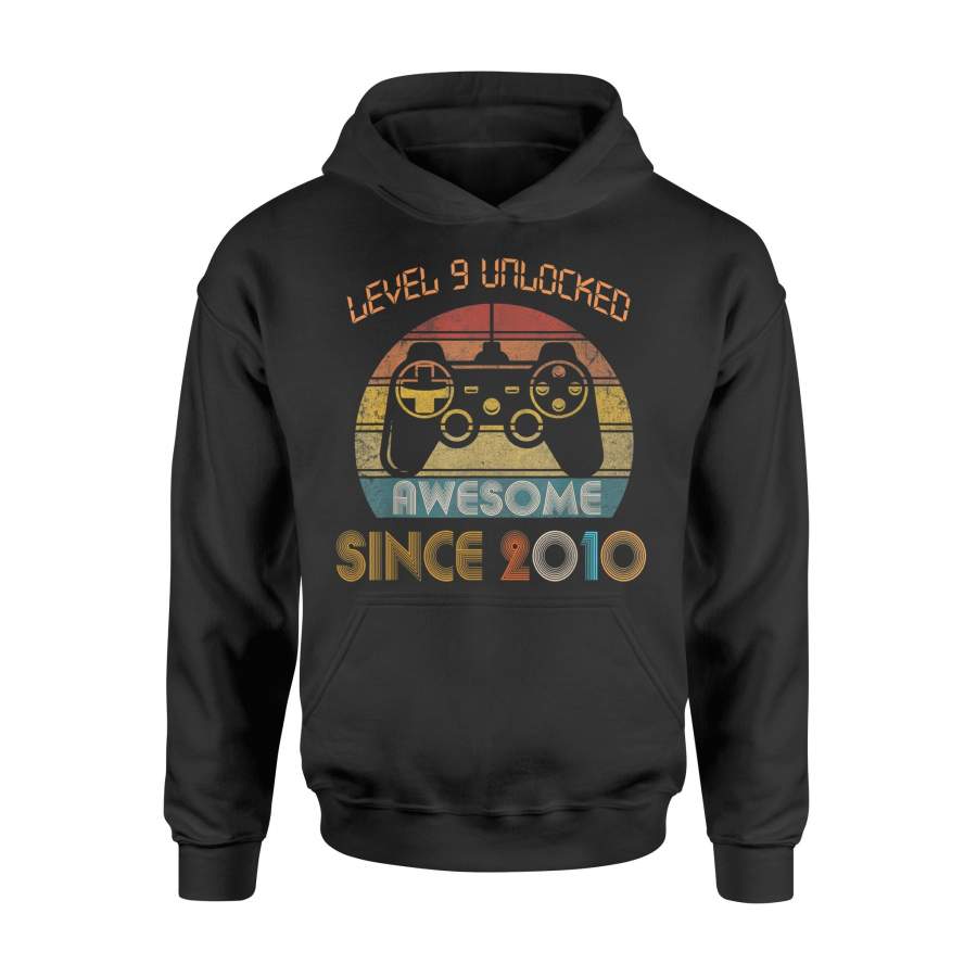 9th Birthday Gamer Gift Idea Level 9 Unlocked Awesome Since 2010 9 Years Old – Standard Hoodie