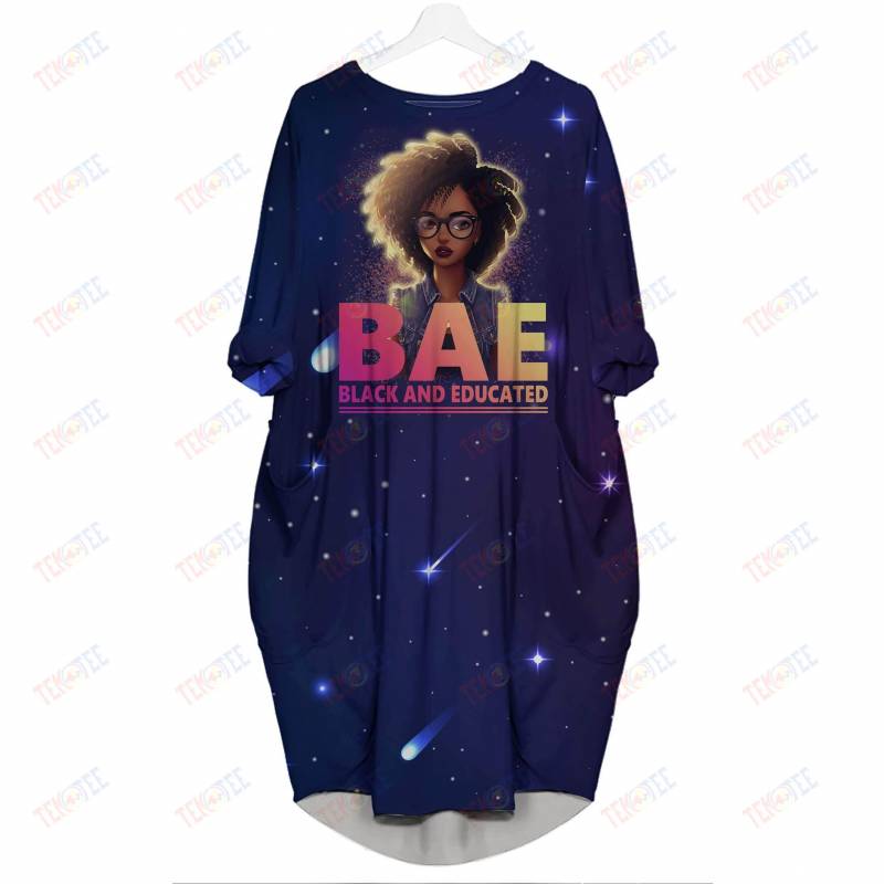 Temotee African Dress 34 – BAE Black And Educated 3D Dress for Melanin Women Afro Girl Shirt African American Woman Gift Idea TMT4970