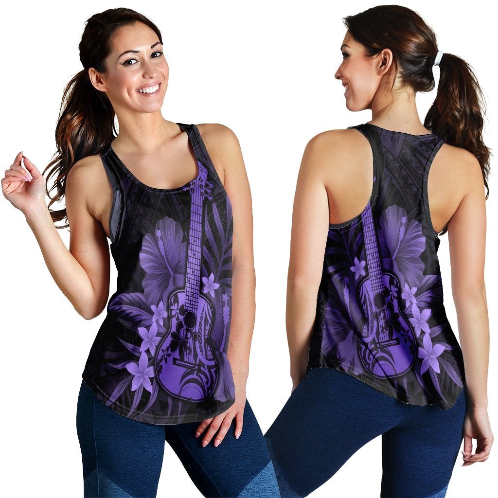 Hawaii Ukulele Flower Racerback Tank Purple Ah Ha4793