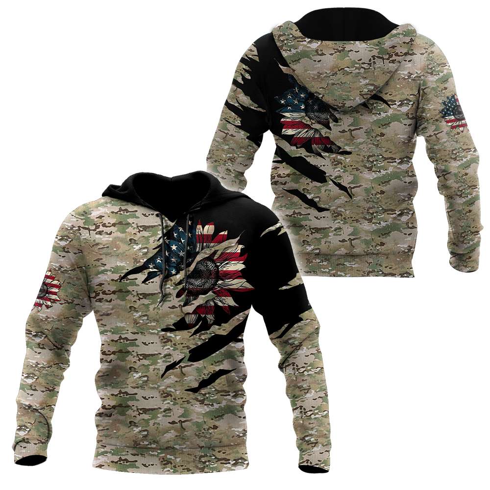 American Sunflower Camo 3D All Over Printed Unisex Shirts