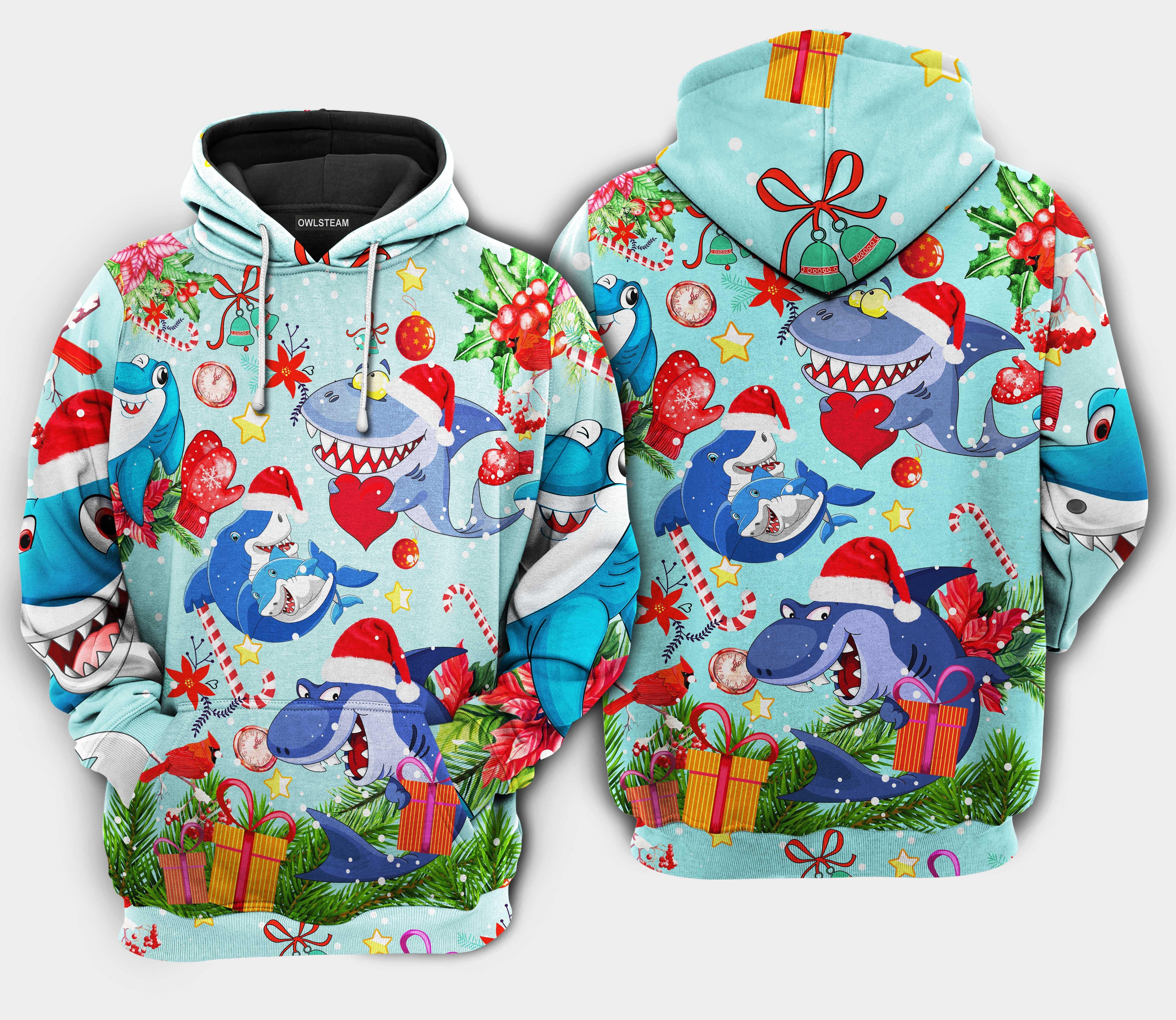 Waybackapparel Christmas Love Sharks 3D All Over Print