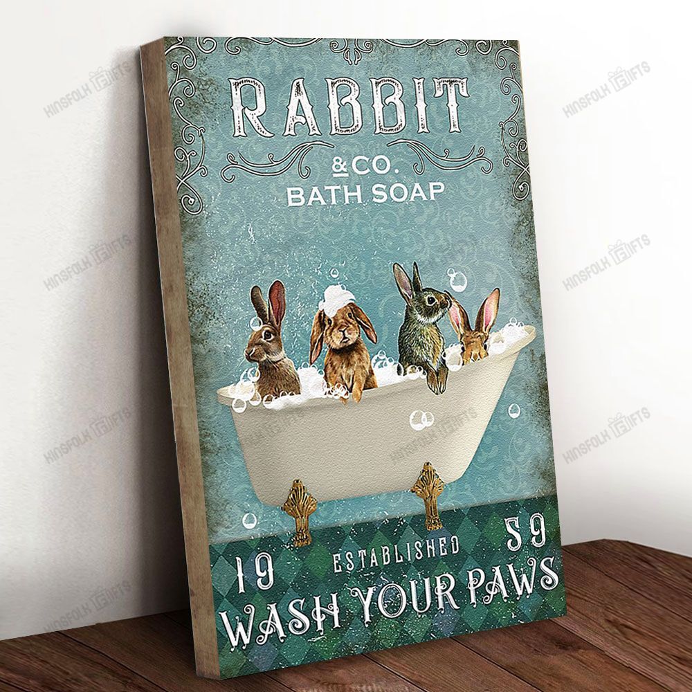 Rabbit Bath Soap Bathroom Canvas Poster Wall Art, Poster Print, Canvas Print Wall Decor