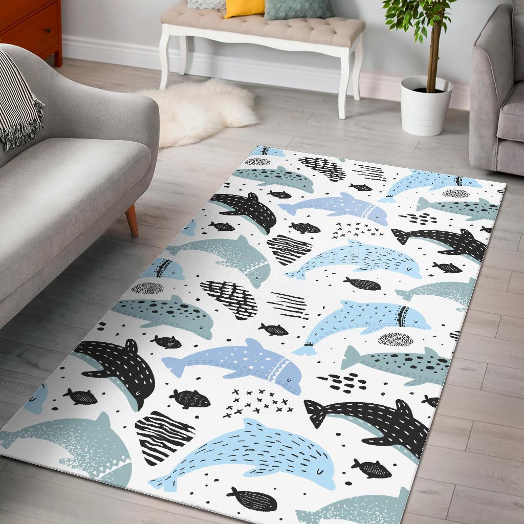 Cute Dolphins Childish Style Pattern Area Rug