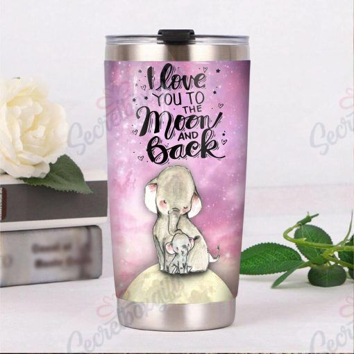 Personalized Elephant I Love You To The Moon And Back Am1010062Cl Stainless Steel Tumbler Customize Name, Text, Number