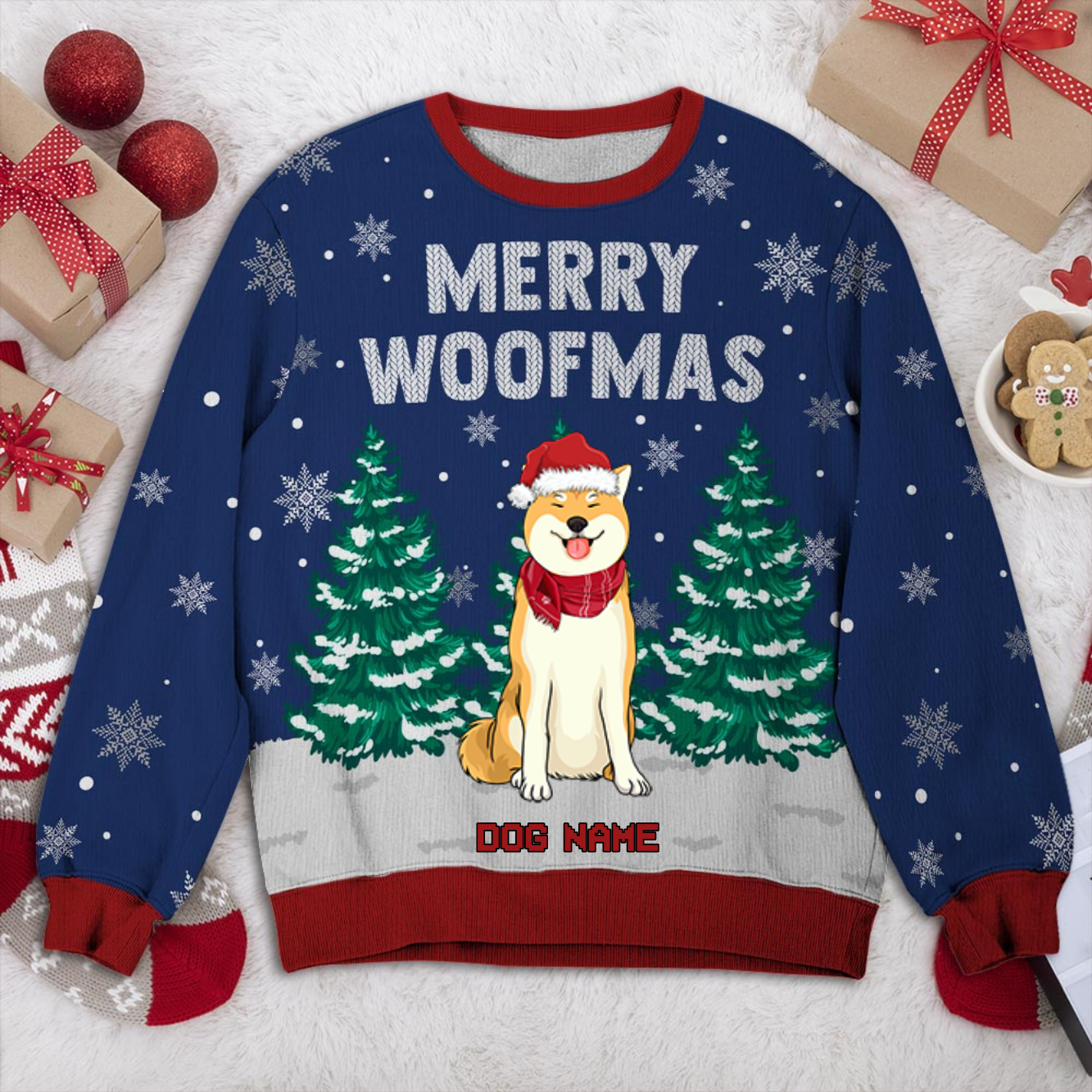 Shiba Inu Personalized Sweater, Dog Ugly Christmas Sweater