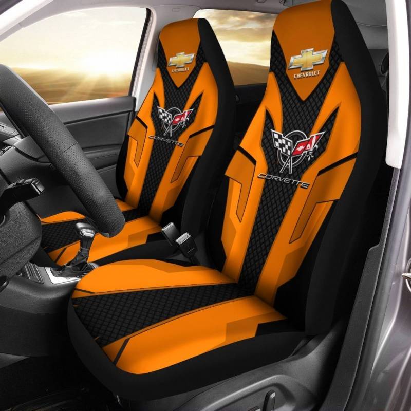 Chevrolet Corvette- NCT Car Seat Cover (Set of 2) Ver 4 (Orange)