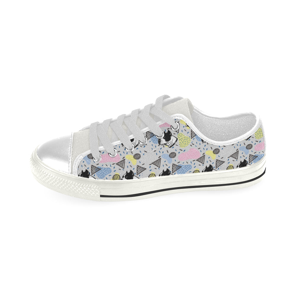 American Staffordshire Terrier Pattern White Low Top Canvas Shoes for Kid