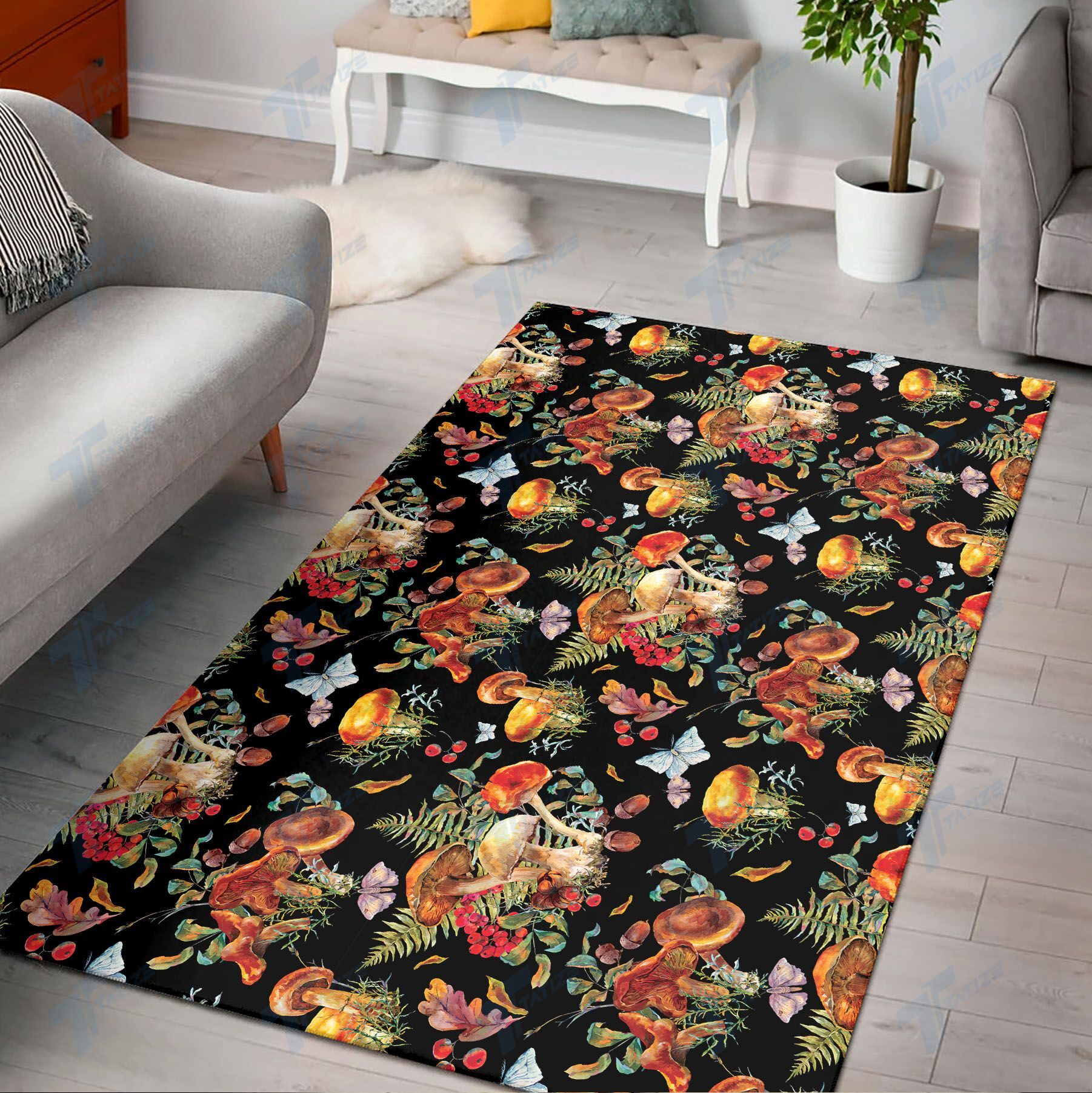 Mushrooms Color Patterns Premium Rectangle Rug