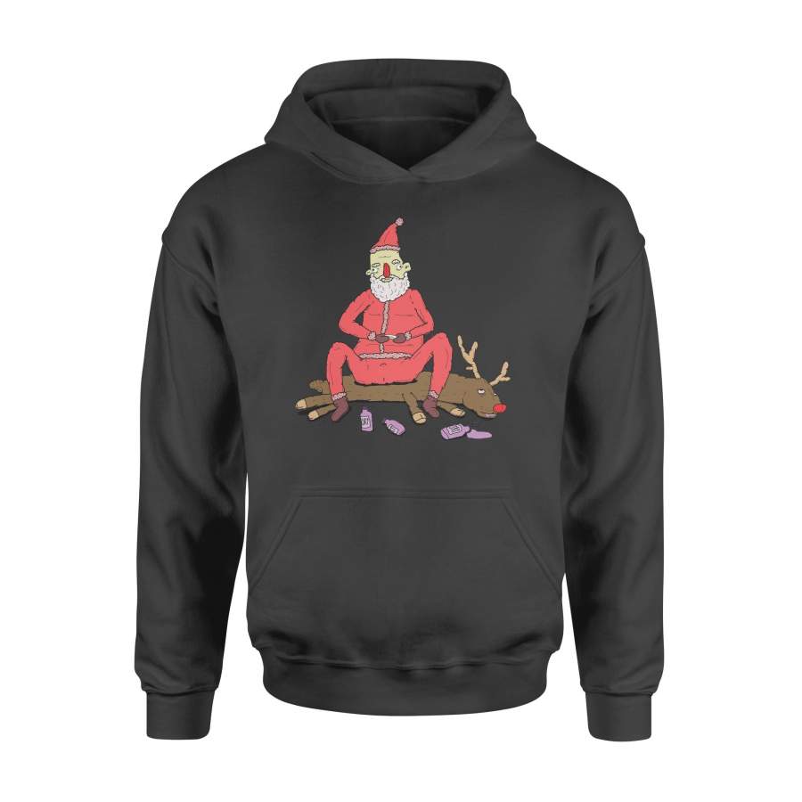 Christmas Gift Idea Santa Claus Sits On The Reindeer – Standard Hoodie