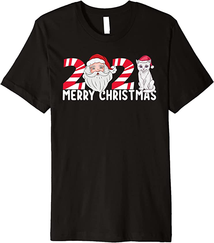 Merry Christmas 2021 Cat Kitten Matching Family Christmas Premium T-Shirt