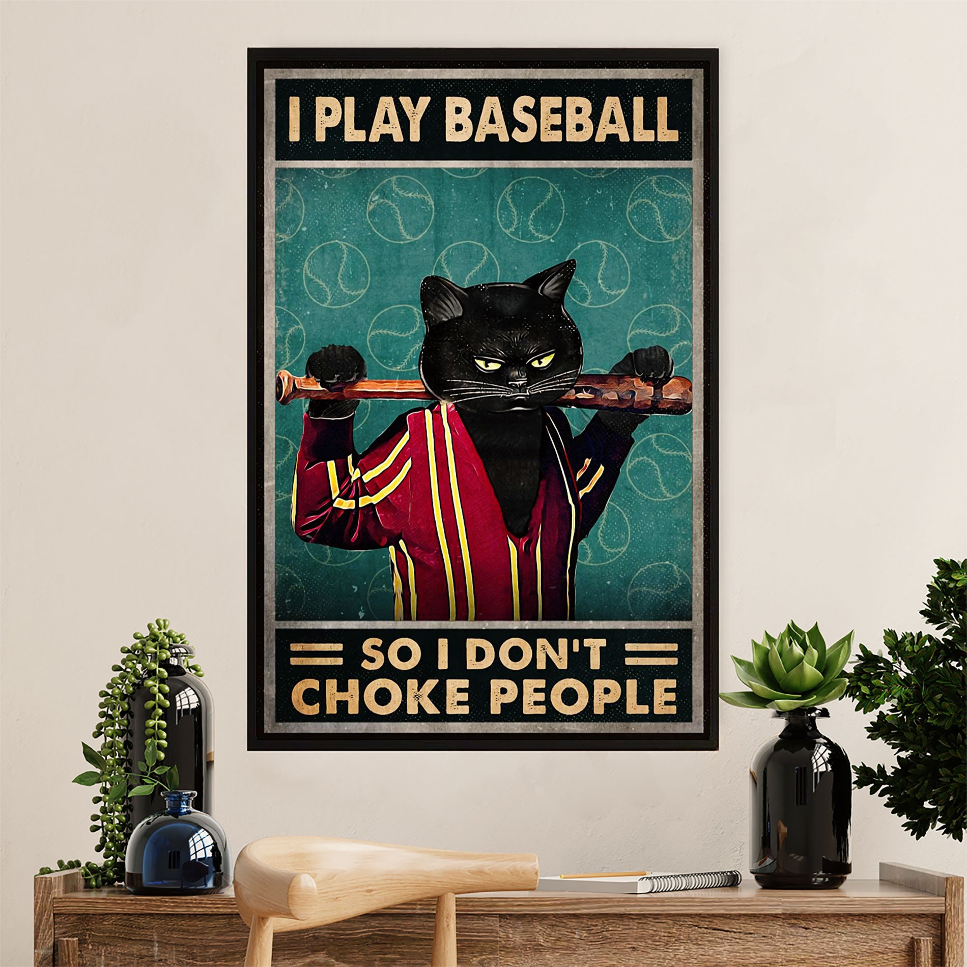 Baseball Poster Prints Wall Art | I Don’T Choke People | Home Décor Gift For Baseball Player