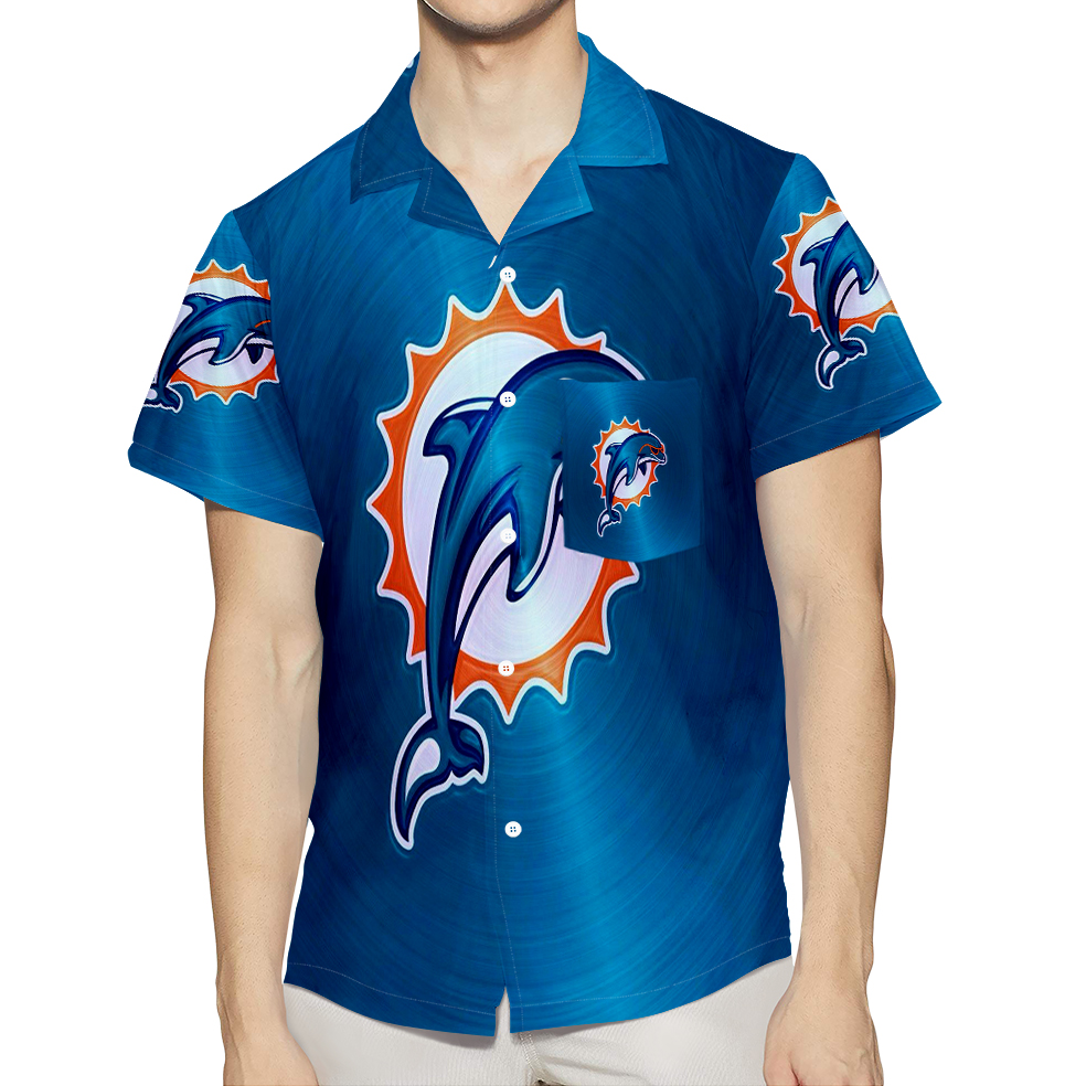 Miami Dolphins Logo 7 3D All Over Print Summer Beach Hawaiian Shirt With Pocket