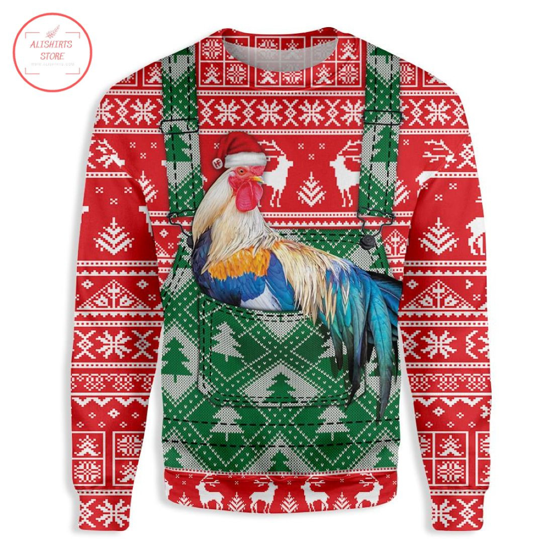 Rooster Pattern Christmas Sweater – Diosweater