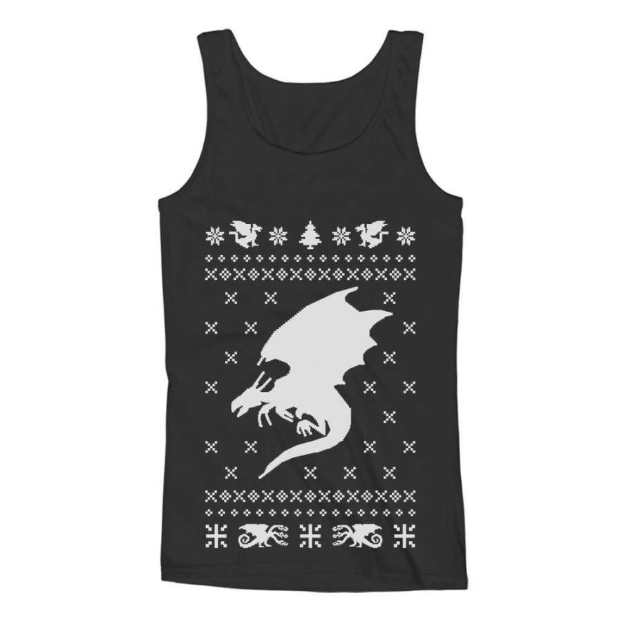 Big White Dragon Ugly Christmas Sweater Xmas Apparel Women Tank Top