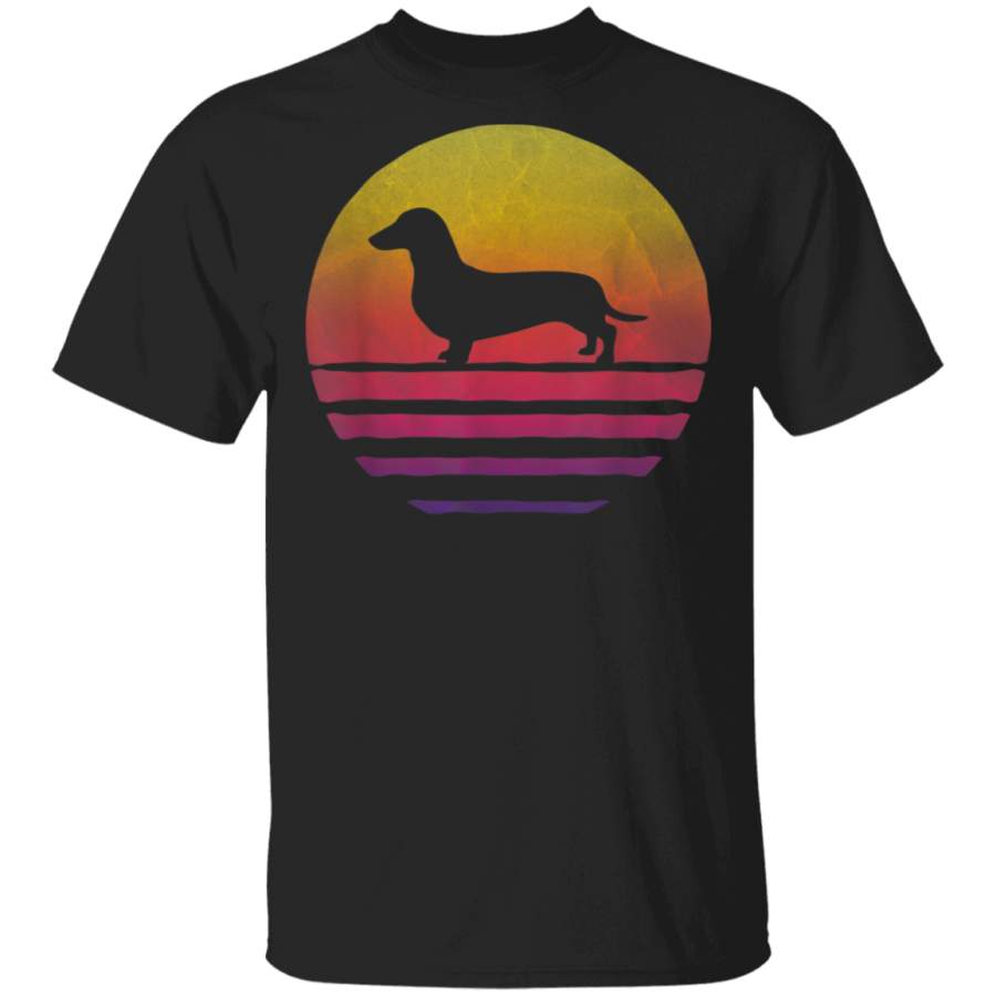 Retro Vintage Sunset Doxie Dachshund Dog Breed Silhouette TShirt