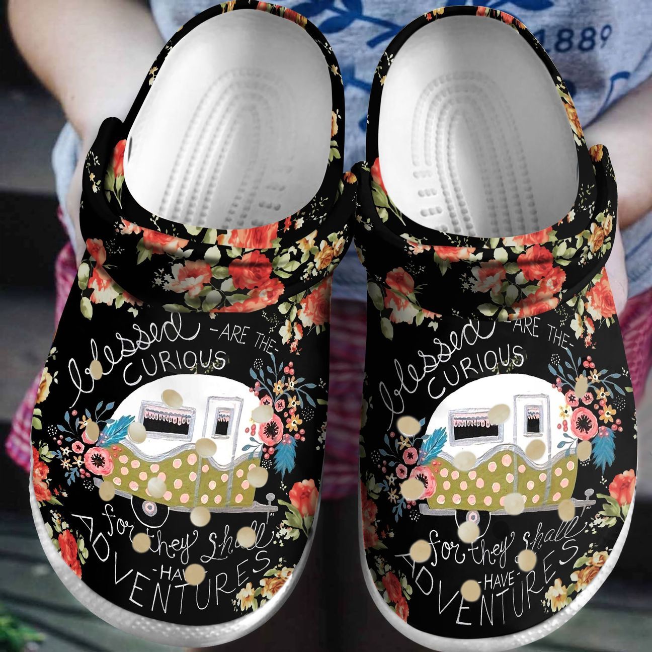 Camping Personalized Clog, Custom Name, Text Blessed Are The Curious, Fashion Style For Women, Men, Kid, Print 3D