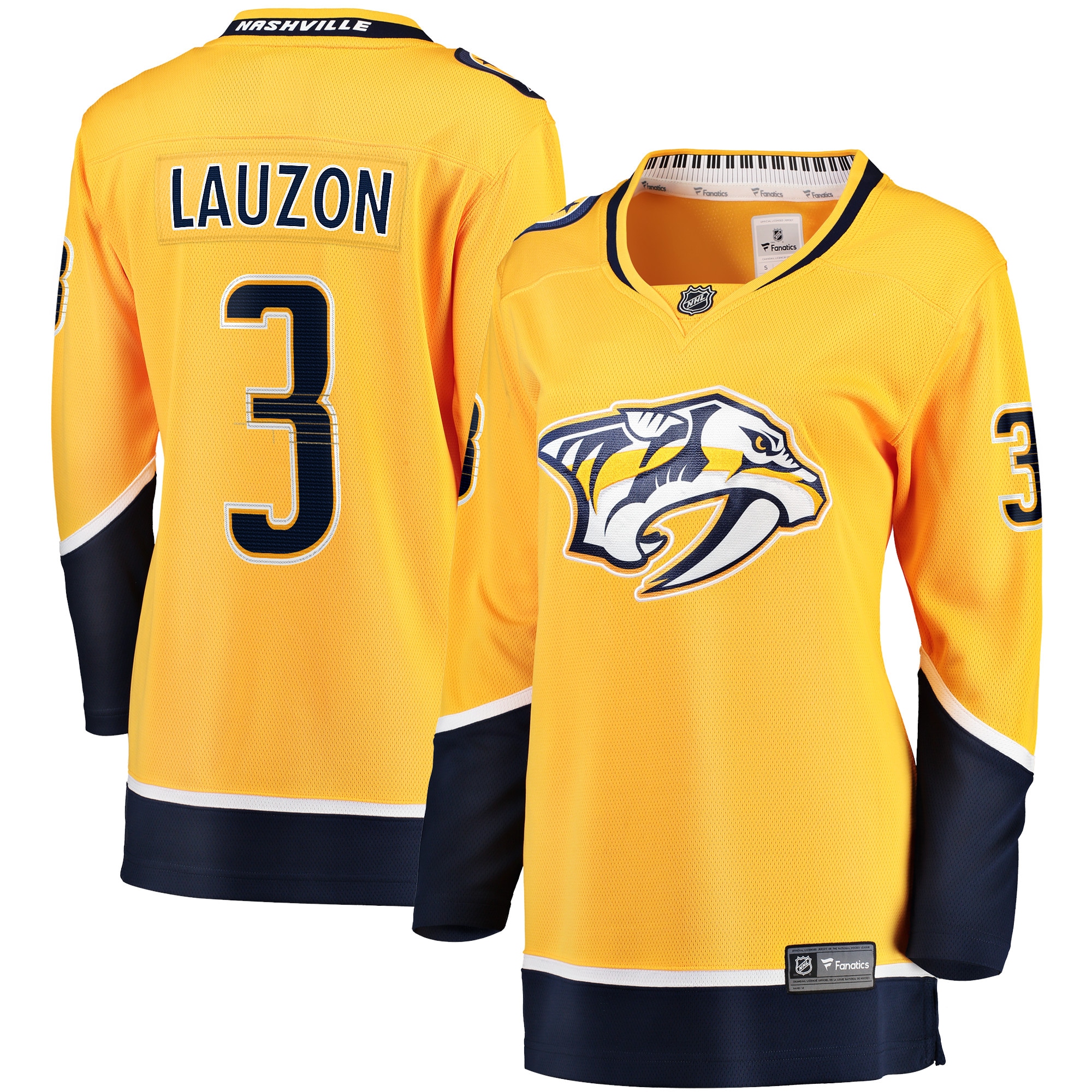 Women's Nashville Predators Jeremy Lauzon Gold Home Breakaway Player Jersey