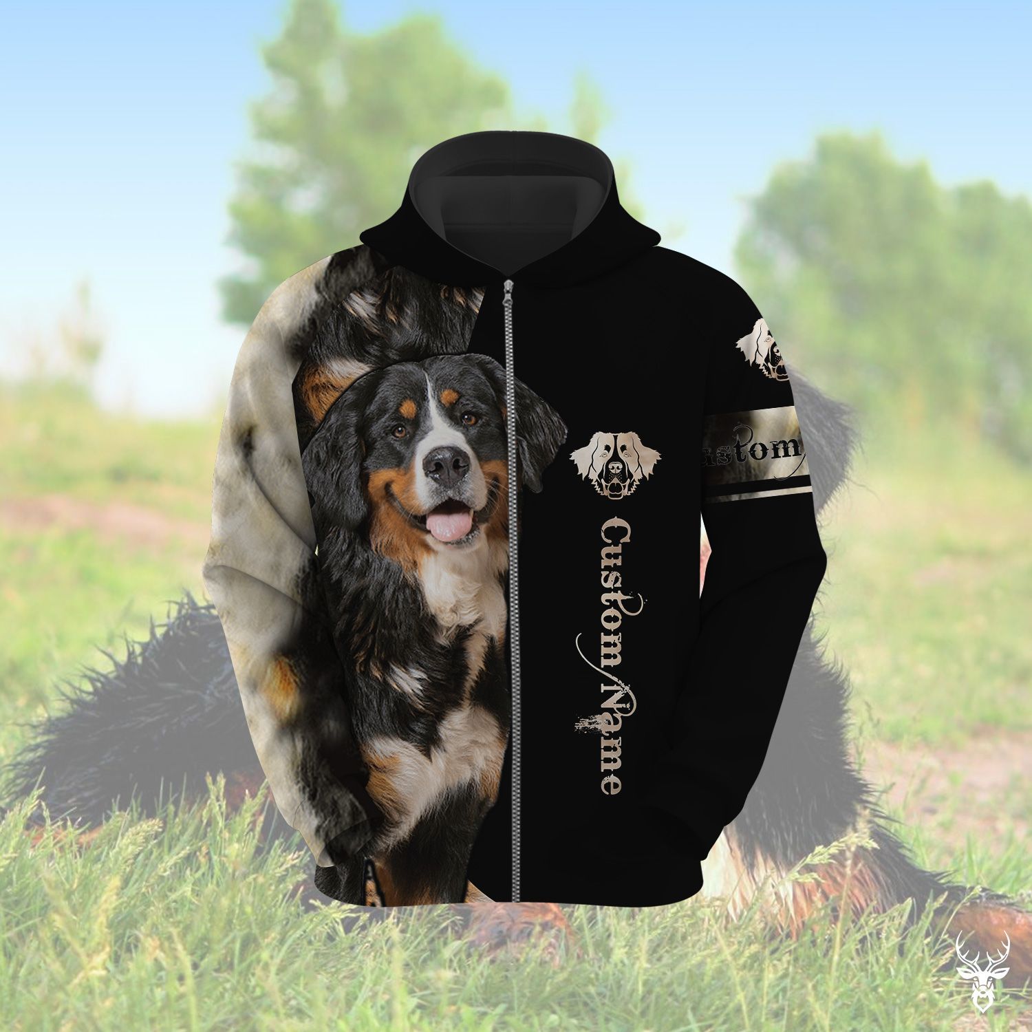 BERNESE MOUNTAIN CUSTOM NAME HOODIE PP NXD282008L11SR