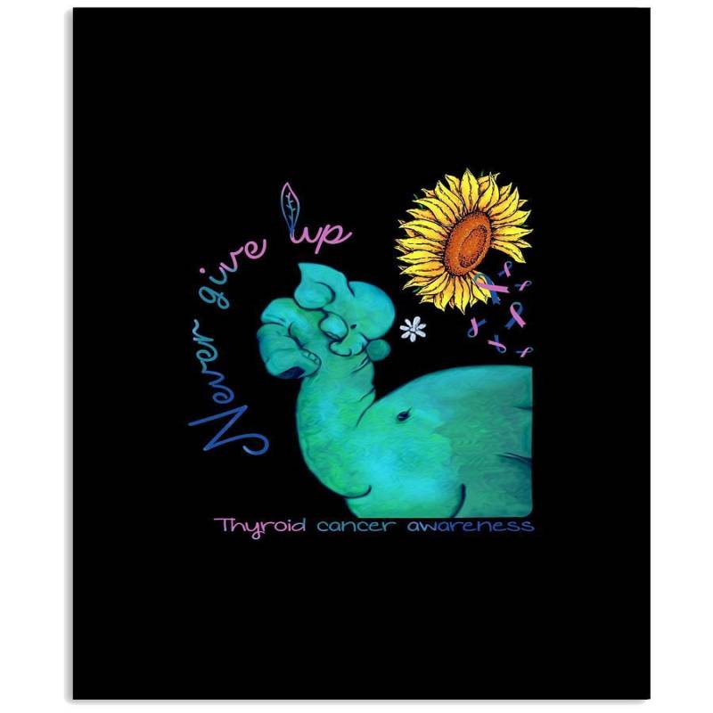 Thyroid Cancer Never Give Up With Baby Elephant – Awareness Gift Vertical Poster