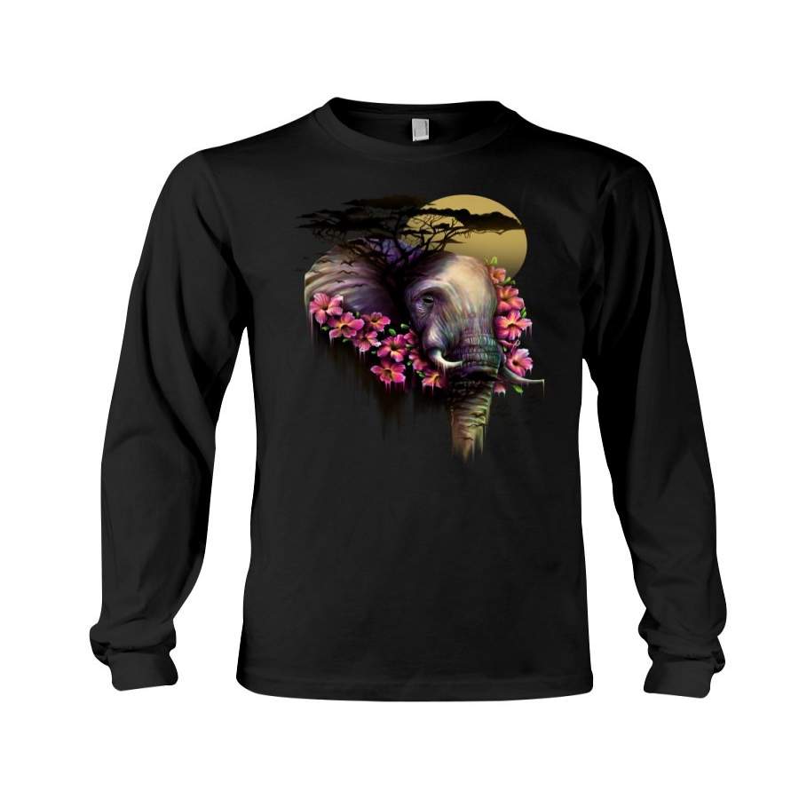 I Love Elephant Beautiful Flower Gift Unisex Long Sleeve