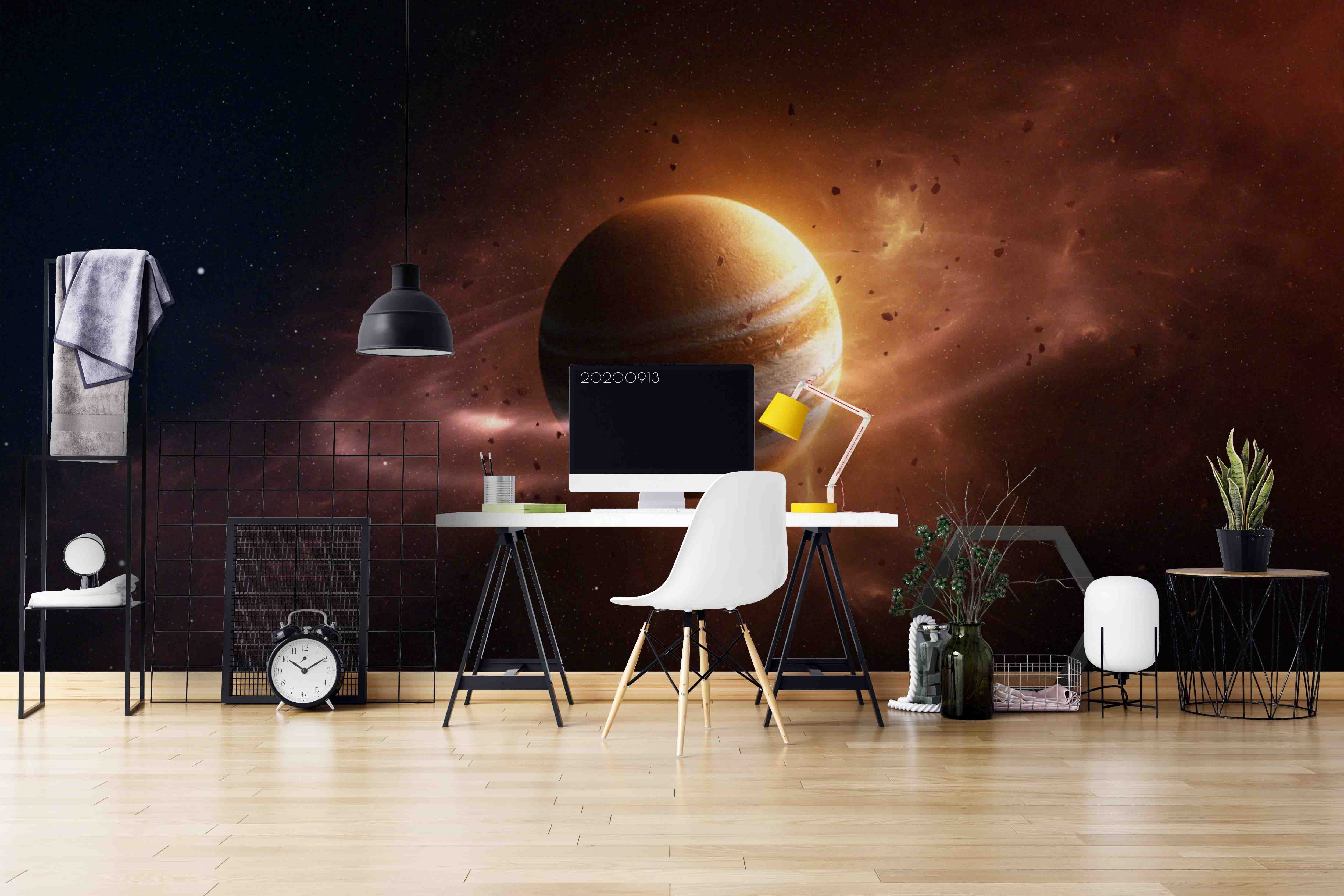 3D Space Saturn Nebula Planet Wall Mural Wallpaper Lxl