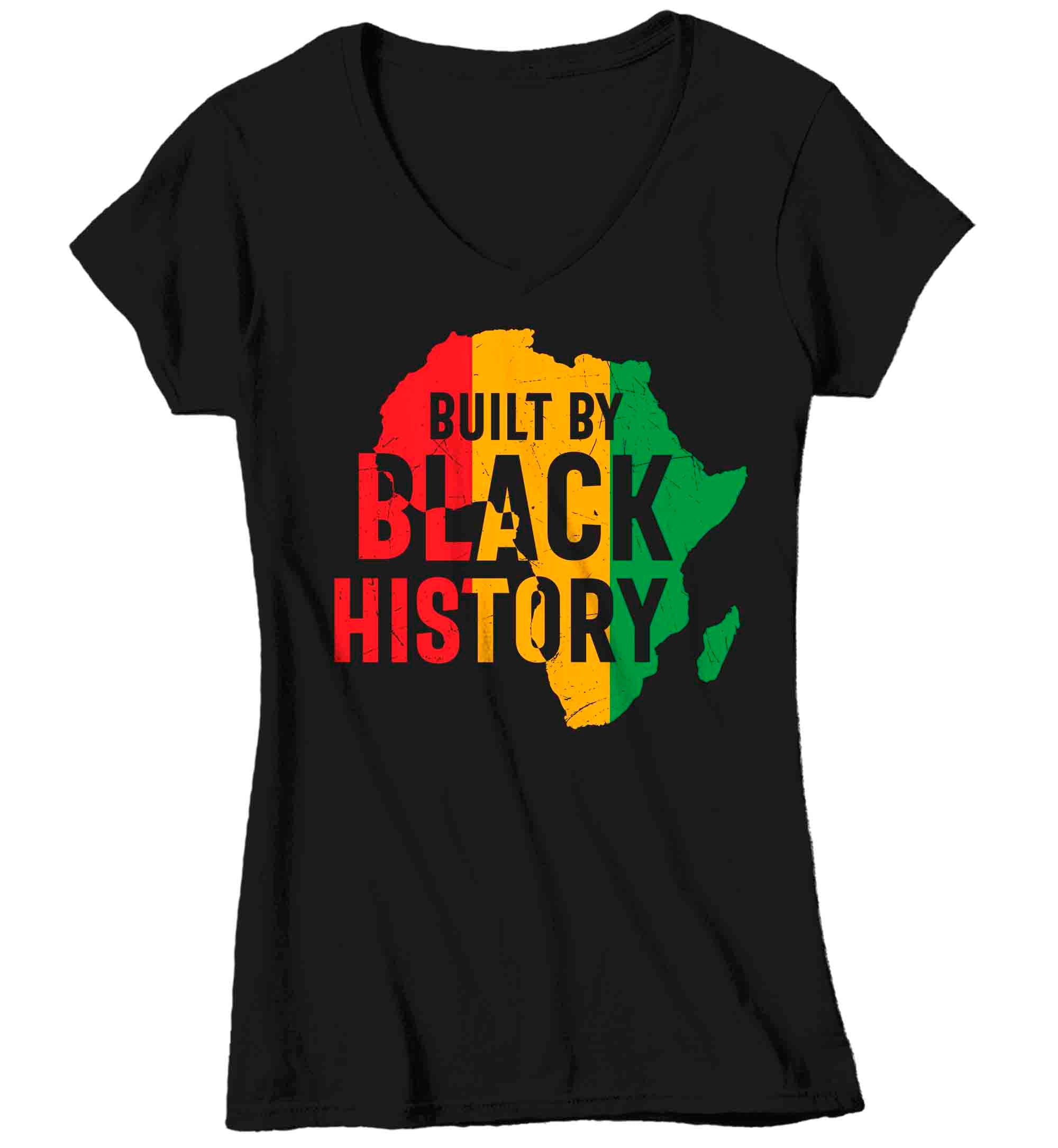 Women’S V-Neck Black History Shirt Built By Africa T Shirt Juneteenth Tee African American Slavery 1865 Emancipation Day Tshirt Ladies Woman