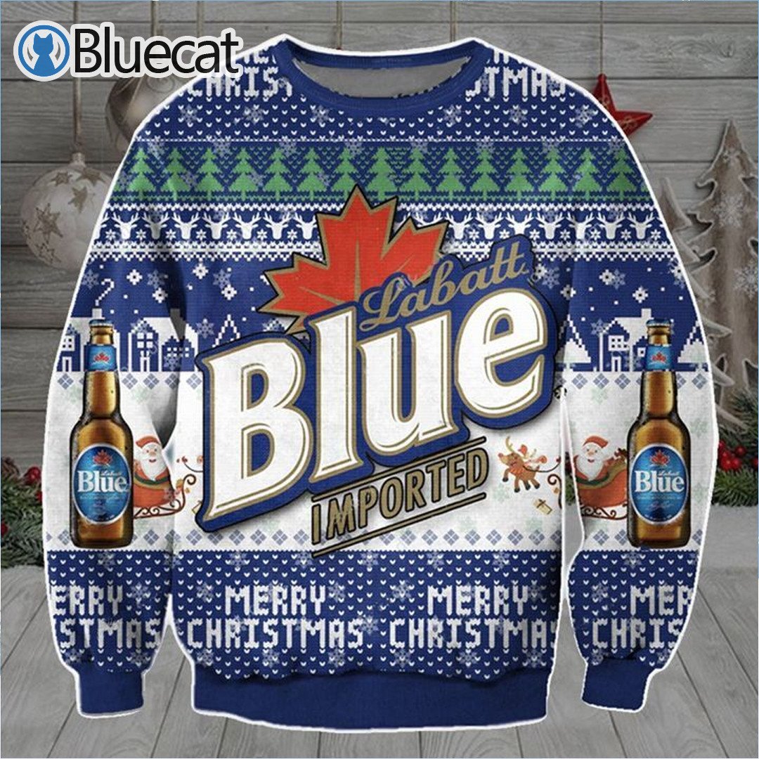 Labatt Blue Light Beer Ugly Christmas Sweater T-Shirt