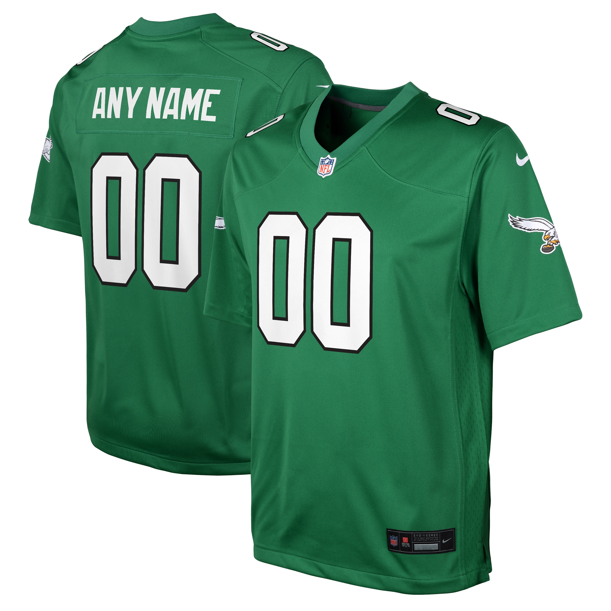 Youth Philadelphia Eagles Kelly Green Alternate Custom Game Jersey