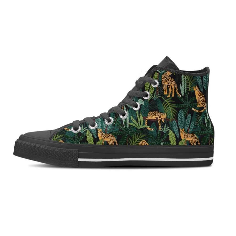 Tropical Leopard Hawaiian Print Men’s High Top Shoes