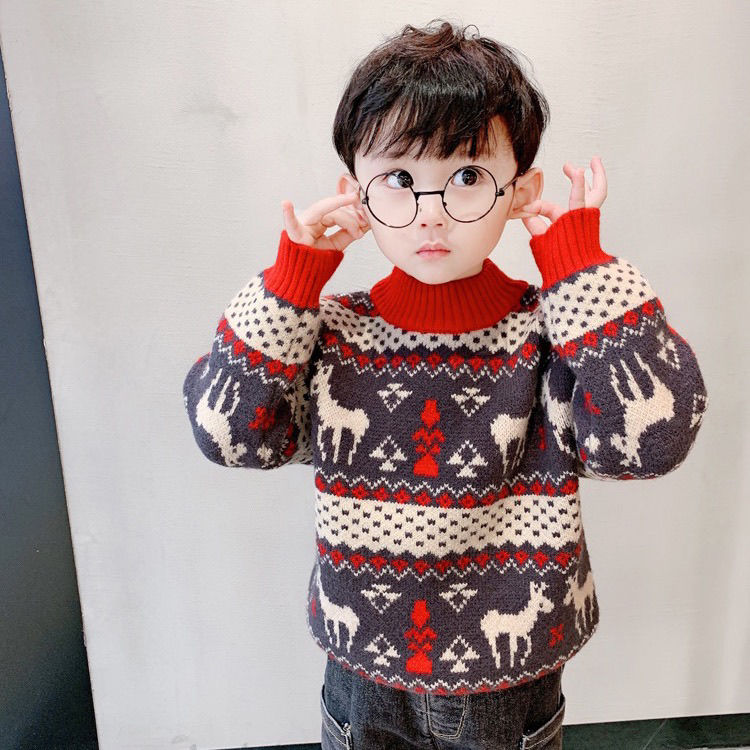 Baby Girl Boy New christmas Sweaters Autumn Winter Children Knitted Pullover Turtleneck Warm Outerwear Kid Casual Clothing alx