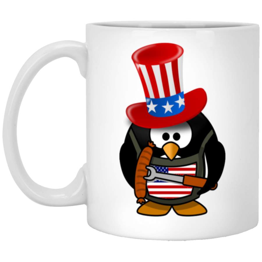 4th Of July The Patriotic Penguin 11 oz. White Mug