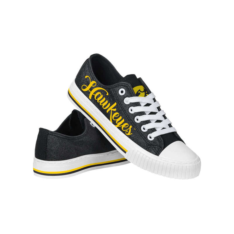 Iowa Hawkeyes NCAA Womens Color Glitter Low Top Canvas Shoes