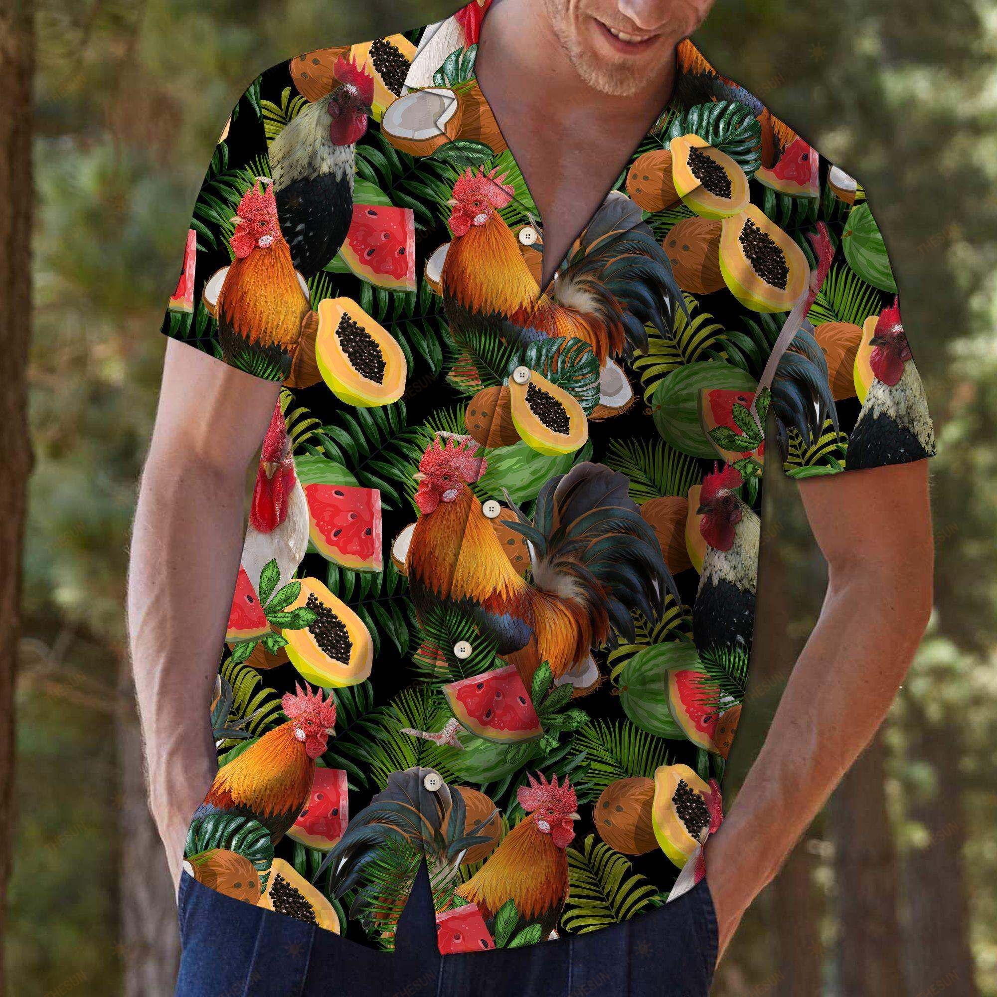 Chicken Tropical Fruit Hawaiian Shirt Ha12493